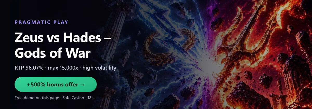 Zeus vs Hades – Gods of War by Pragmatic Play — RTP 96.07%, play the free demo or for real