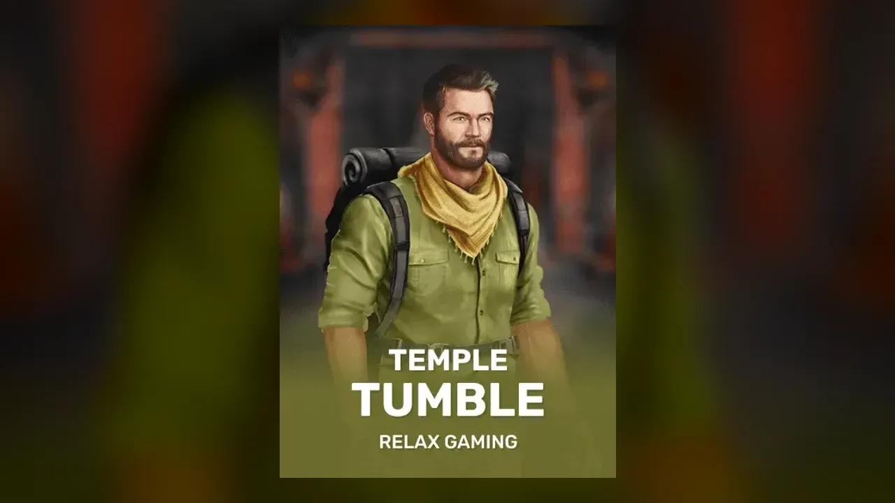 Temple Tumble Megaways cover art by Relax Gaming, as the game appears in a casino lobby